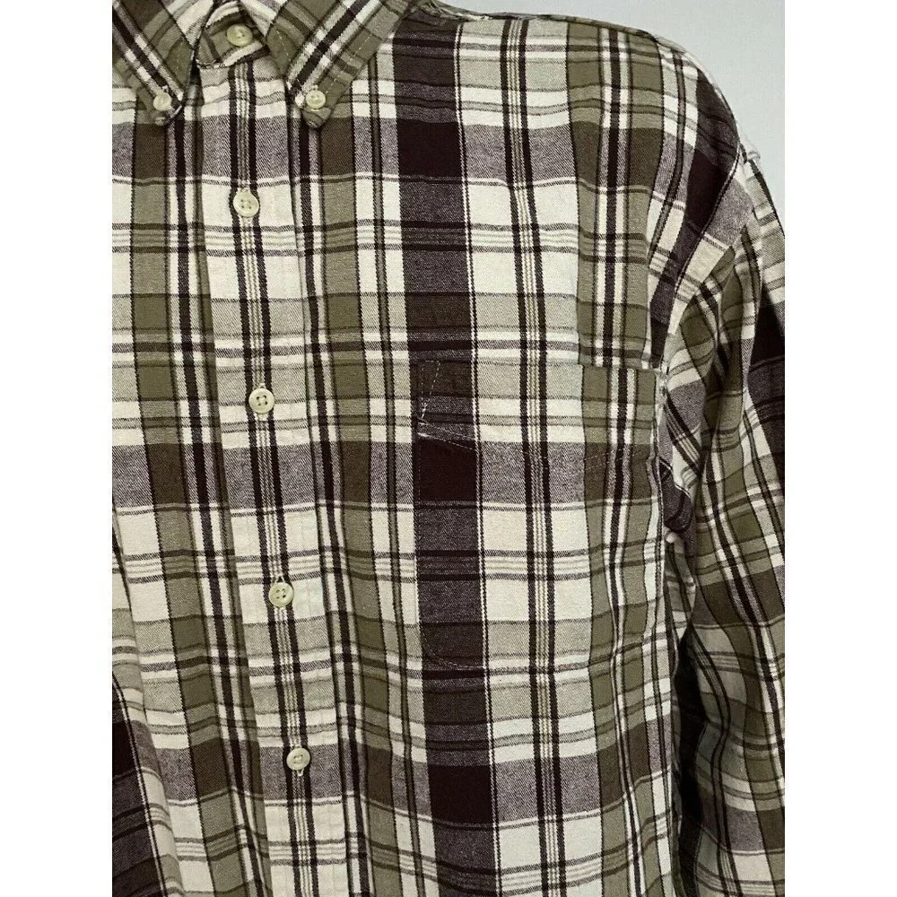 Eddie Bauer Flannel Plaid Button Front Shirt XL